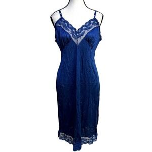 Impulse Vintage Blue Lace Slip Dress‎ Nightgown M Coquette Whimsygoth Grunge USA